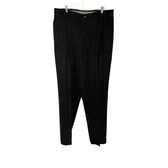 Tommy Bahama Mens Black Pleated Trousers Size 36 Linen Blend Classic Fit Two Bac - Picture 1 of 5